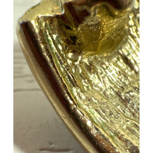 Gold-Tone & Turquoise Beige Enamel Curved Rectangle Half Hoop Earrings Stunning - Picture 5 of 8